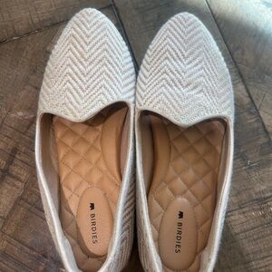Birdies Cream Chevron Knit Slip-On Flats